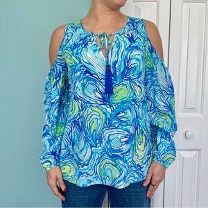 Lilly Pulitzer Vibrant Blue and Green Blouse